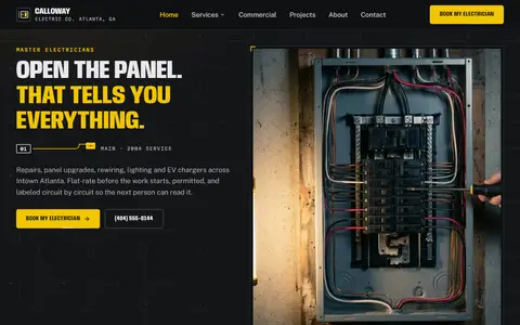 Electrical website example - Calloway Electric Co. demo site, home page