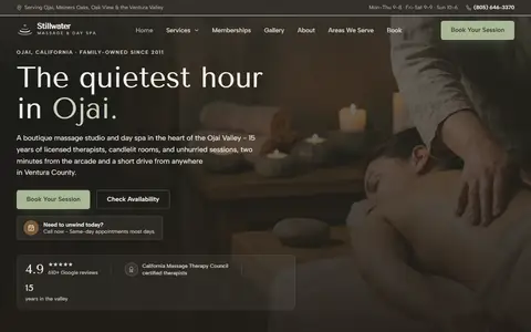Massage Therapy & Day Spa website example - Stillwater Massage & Day Spa demo site, home page