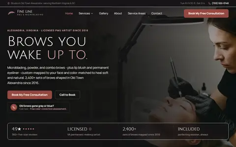 Permanent Makeup & Microblading website example - Fine Line PMU & Microblading demo site, home page