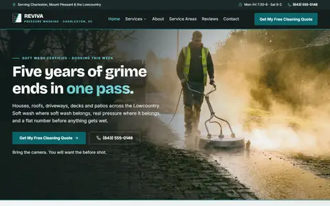 Pressure Washing website example - Reviva Exterior Cleaning demo site, home page