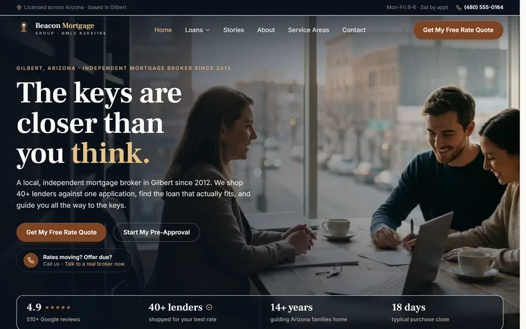 Mortgage website example - Beacon Mortgage Group home page