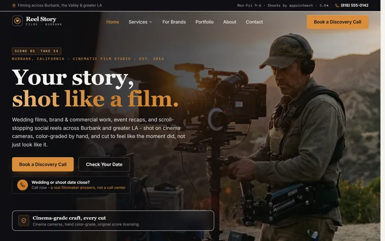Videography & Films website example - Reel Story Films home page